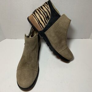 Sorel Major Low Ankle Booties Suede Leather Taupe